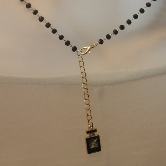 Custom Made Necklace Black Faceted Beaded Chain 17" - 19" - Picture 3 of 6